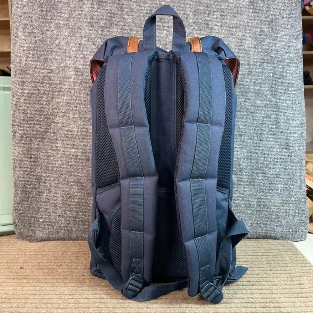 Herschel Supply Co Little America Backpack Navy Blue Tan Straps Travel Bag